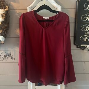 Ro & De Red Long Sleeve Relaxed Blouse